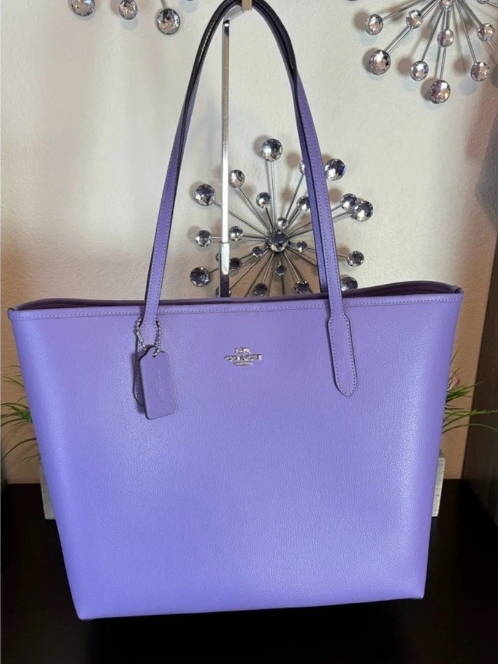 Coach Purple Lavender Pebbled Leather Tote